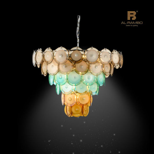 Distinctive Art Deco Design Chandelier with a warm, luxurious glow - 96503-8+6+3+3+1